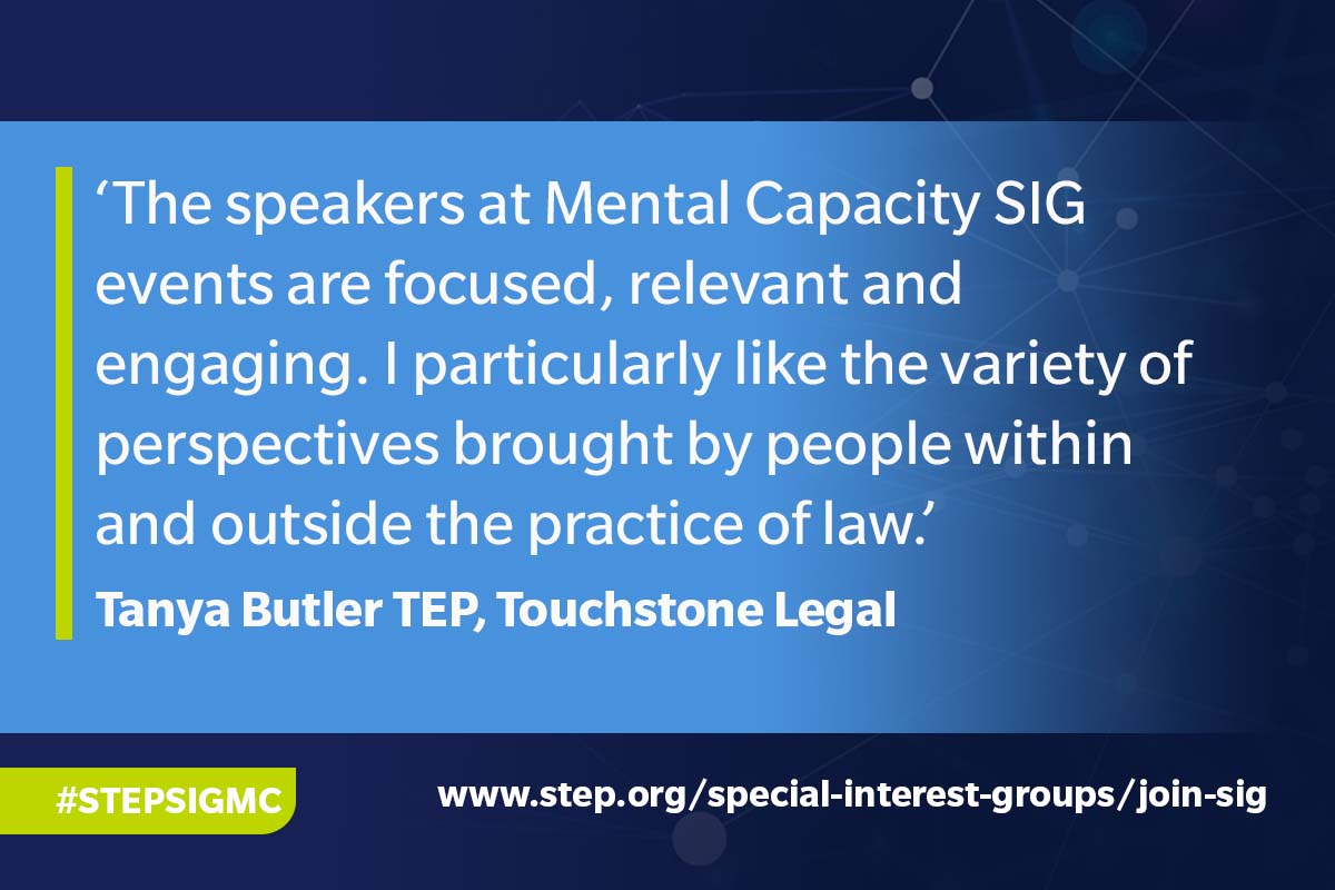 Tanya Butler talks about Mental Capacity SIG